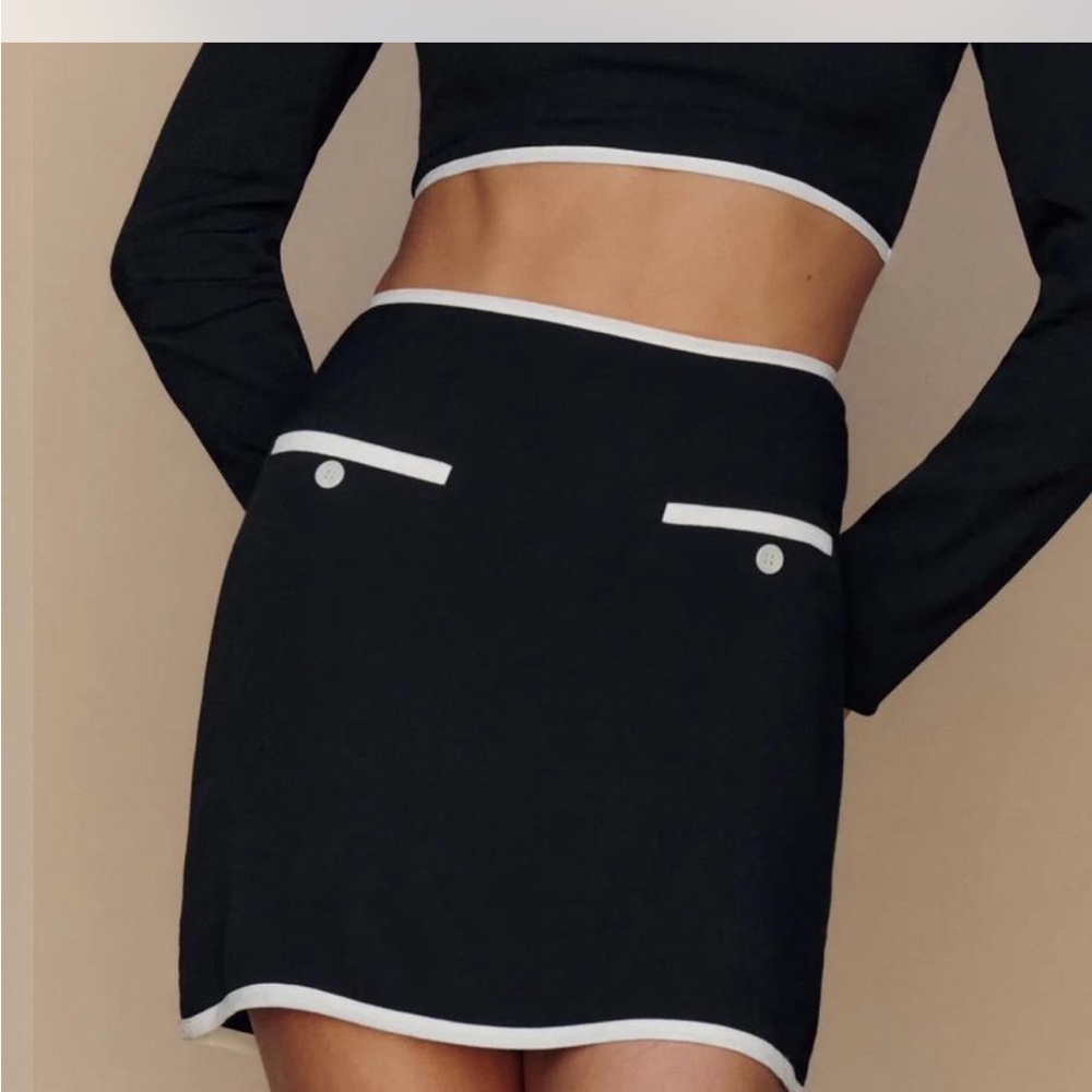 Reformation black and white skirt